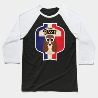 Basset Hound Dog - Distressed French Tricolore Basset Beer Label Design Baseball T-Shirt